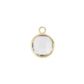 10mm Round Clear Faceted Glass Charm with Gold Plating