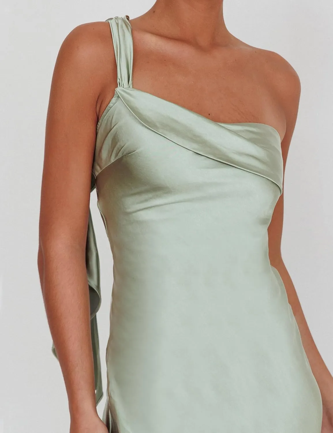 2025 Satin One Shoulder Maxi Dress for Women Summer Silk Formal Elegant Backless Ruffle Sleeveless Wedding Guest Dresses