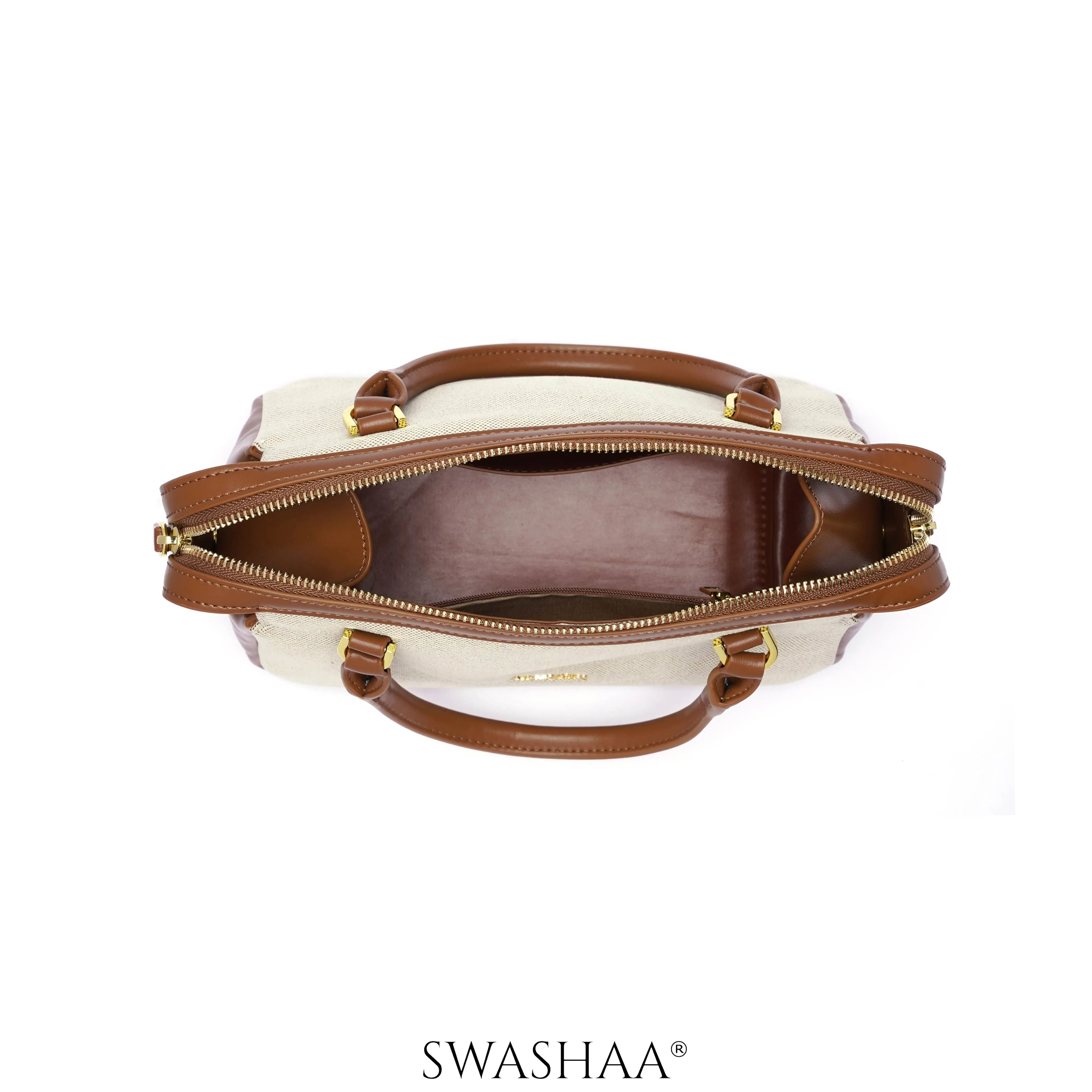 Angee White Beige Leather Hand Bag