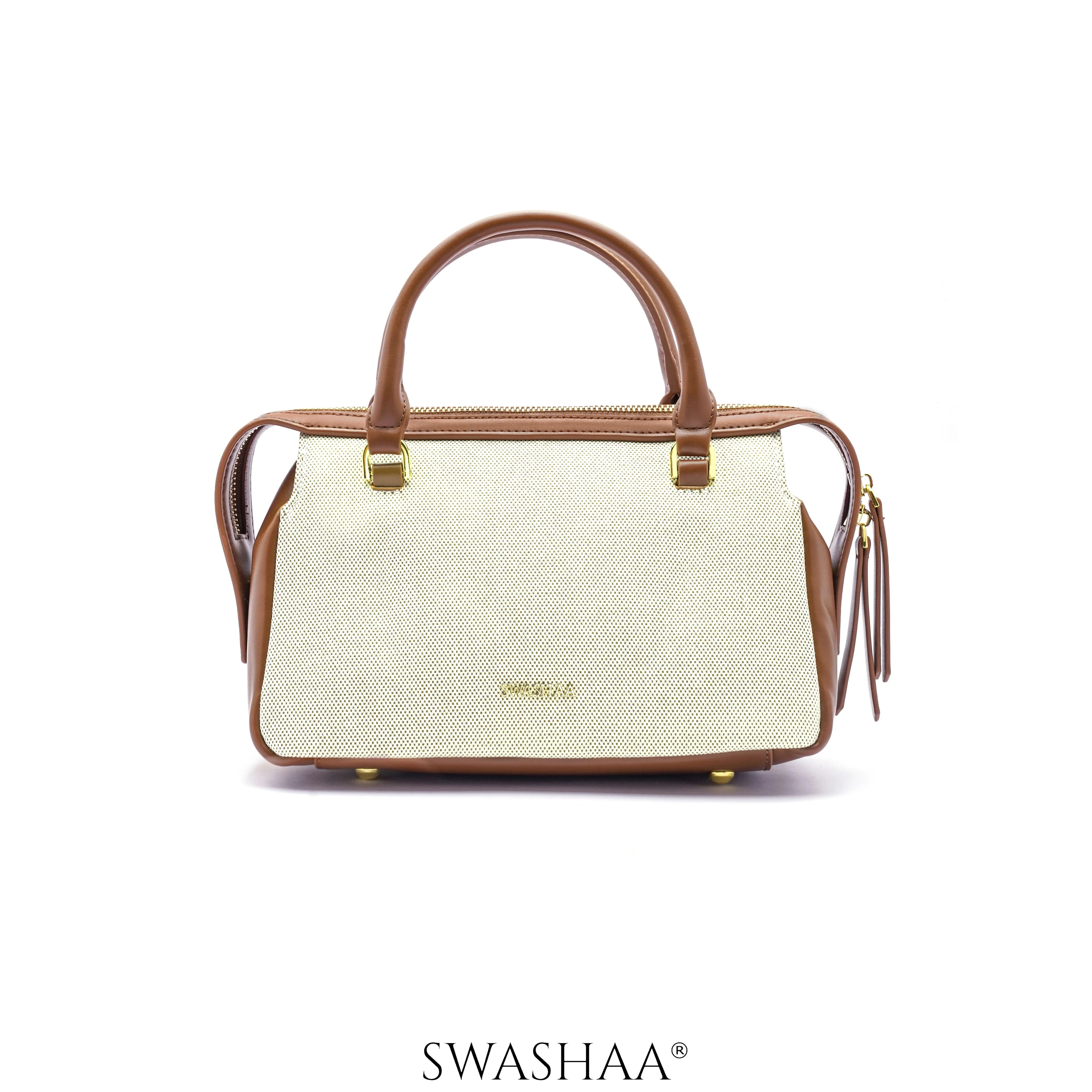 Angee White Beige Leather Hand Bag