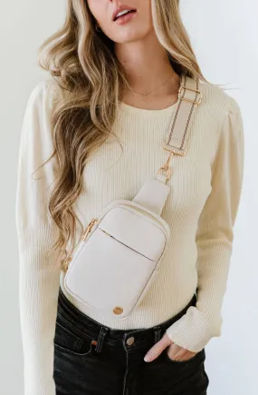 Bridget Sling Belt Bag: Cream