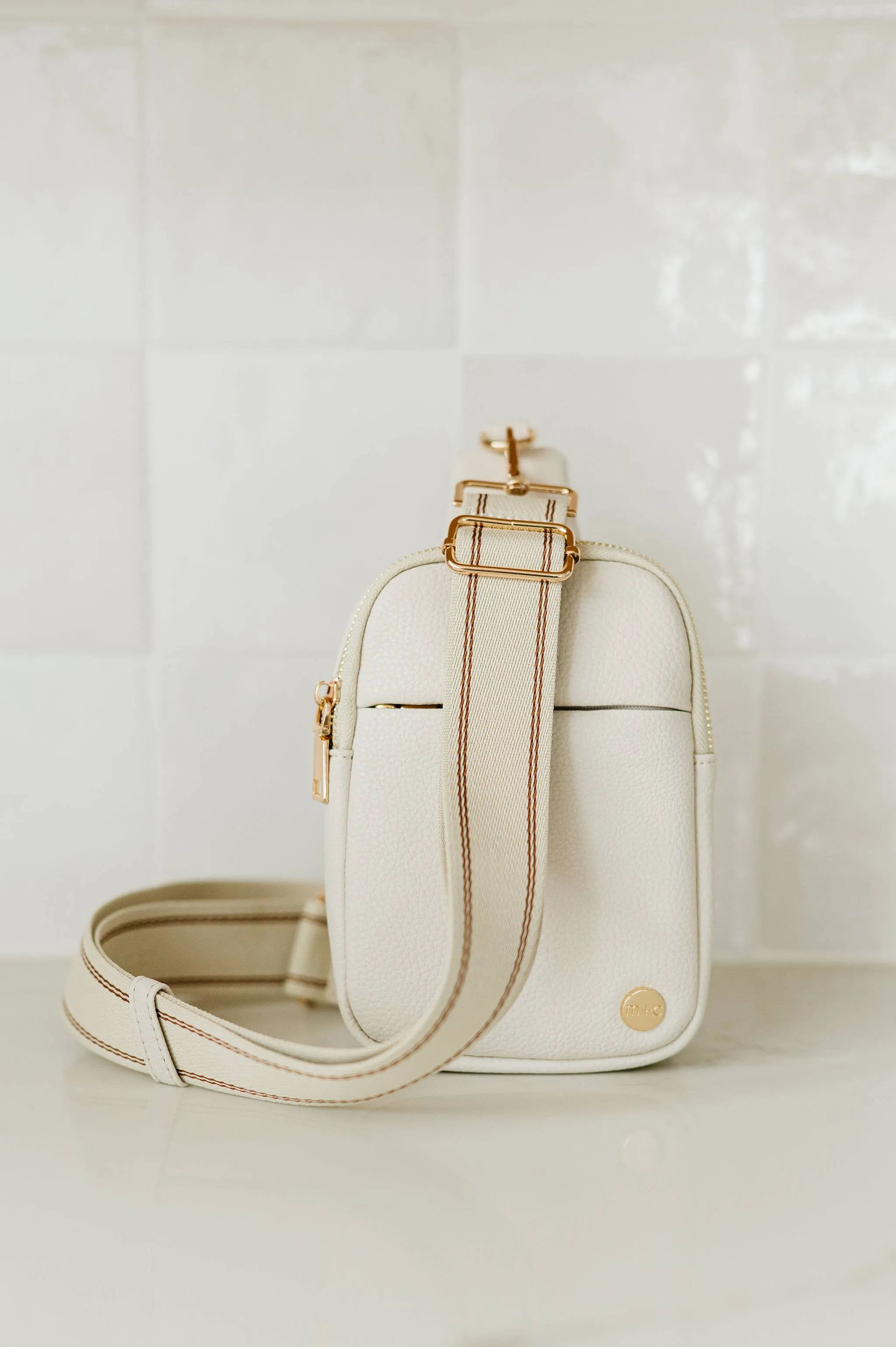 Bridget Sling Belt Bag: Cream