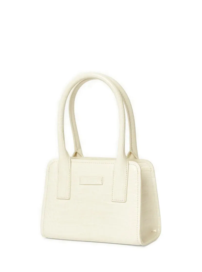 Brie Leon Paloma Mini Tote Bag in White Brushed Recycled Croc