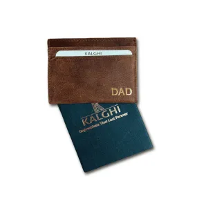 Brown Leather Card Holder Embossed- KALGHI