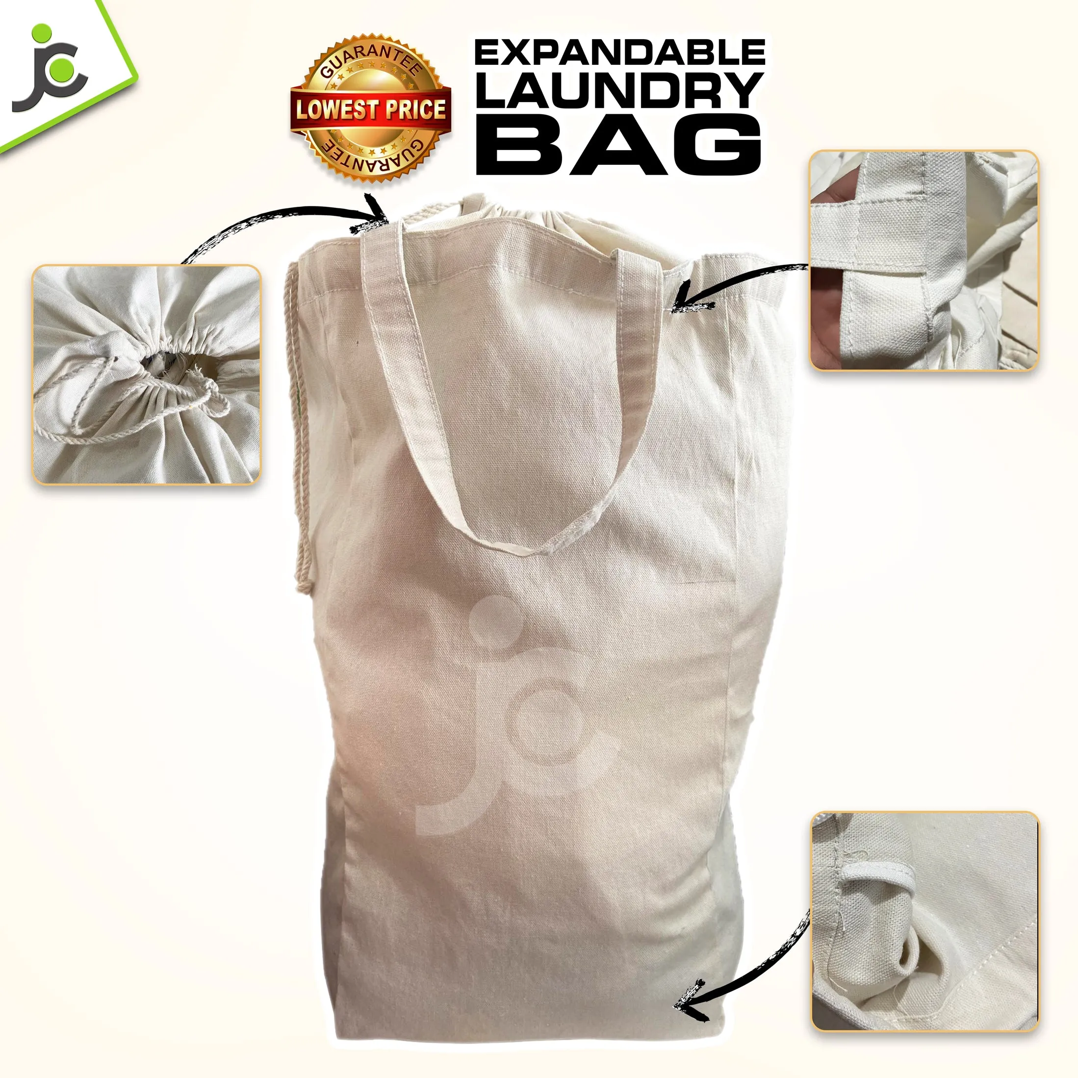 Canvas Expandable Laundry Basket Bag