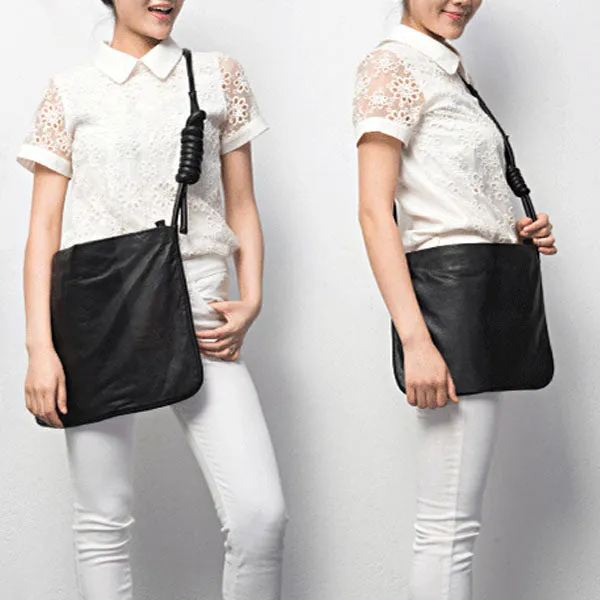 Cool Womens Crossbody Tote Purse Soft Black Leather Shoulder Tote Bags for Women