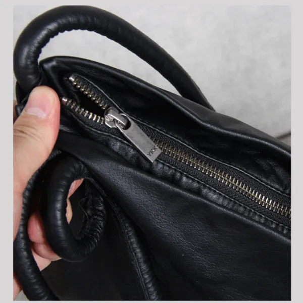 Cool Womens Crossbody Tote Purse Soft Black Leather Shoulder Tote Bags for Women
