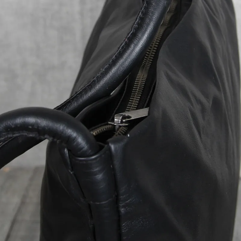 Cool Womens Crossbody Tote Purse Soft Black Leather Shoulder Tote Bags for Women