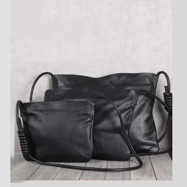 Cool Womens Crossbody Tote Purse Soft Black Leather Shoulder Tote Bags for Women