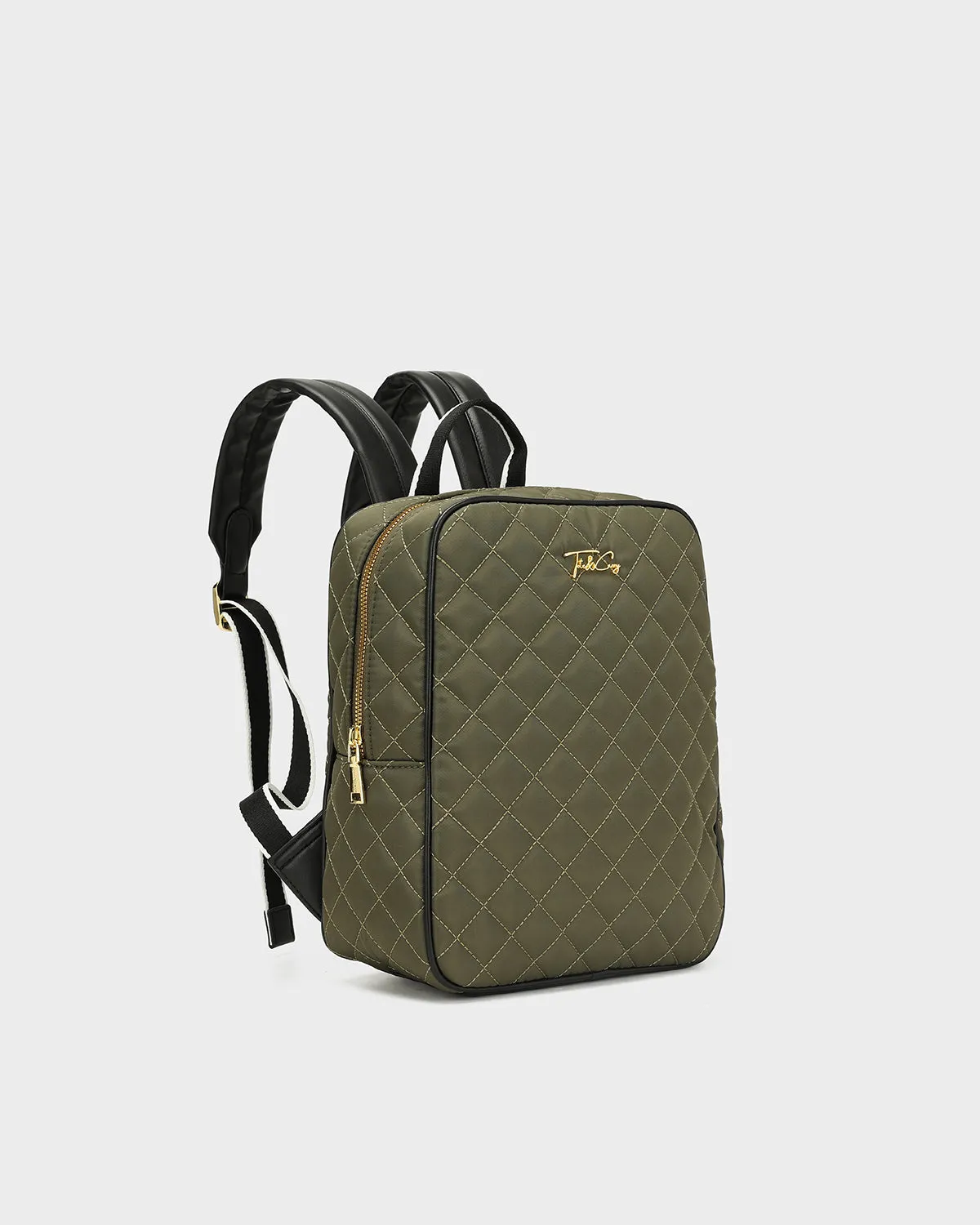 Diamond Stitch Backpack in Olive Green