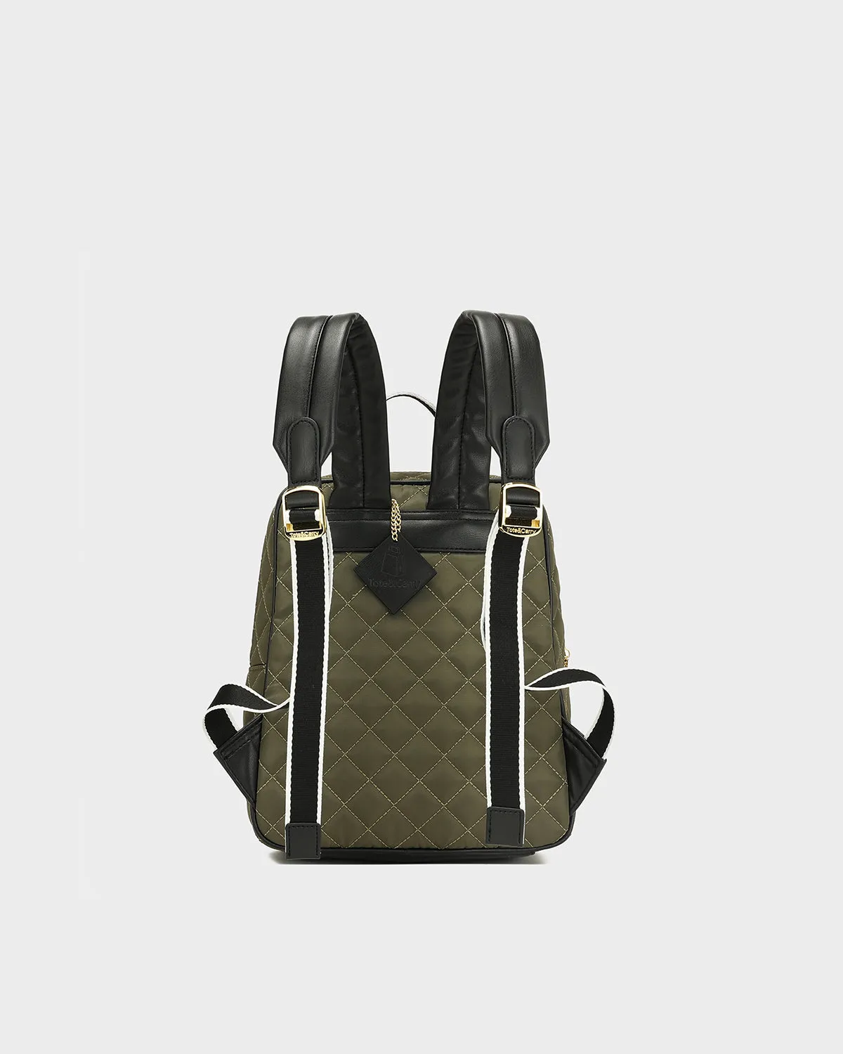 Diamond Stitch Backpack in Olive Green
