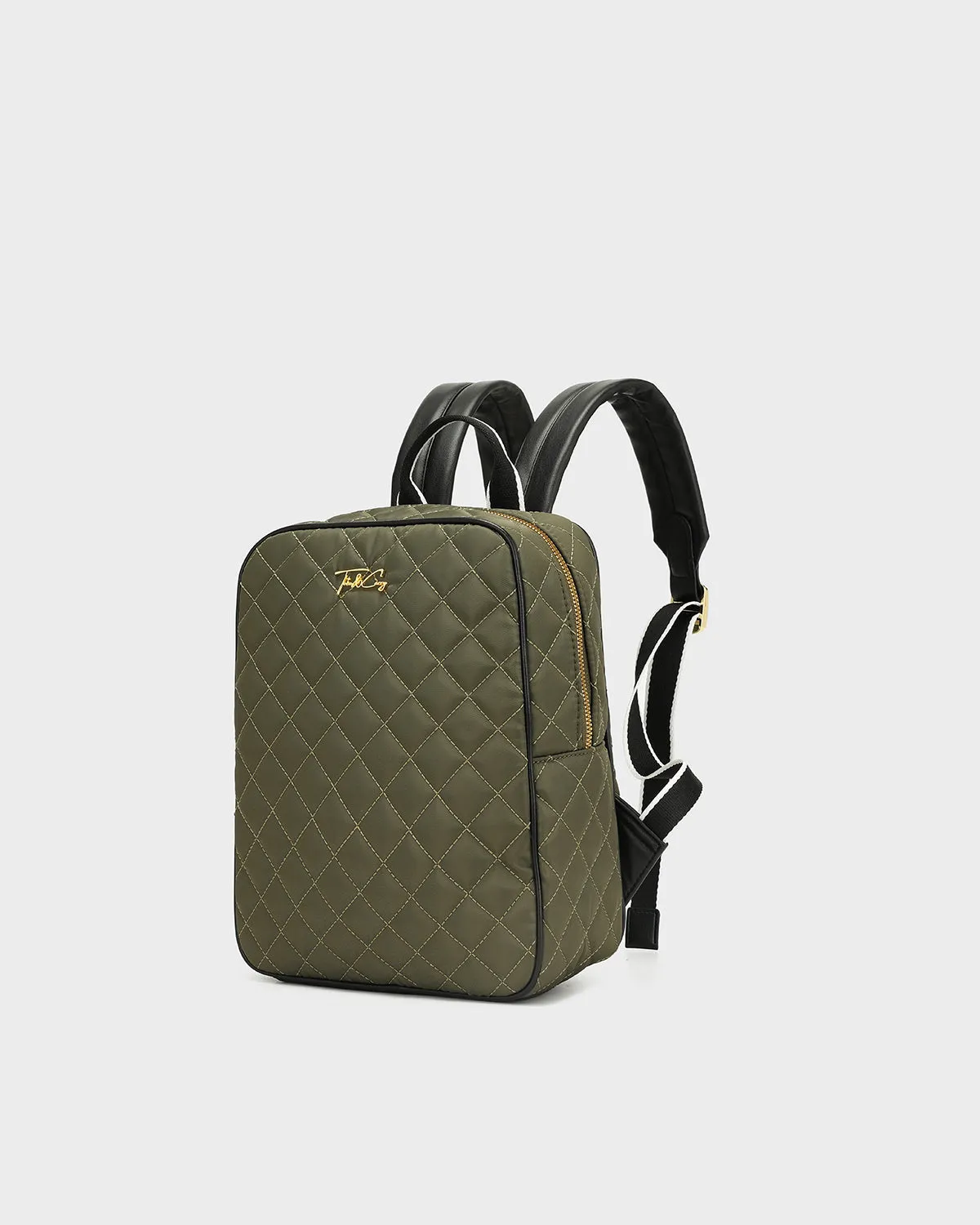 Diamond Stitch Backpack in Olive Green