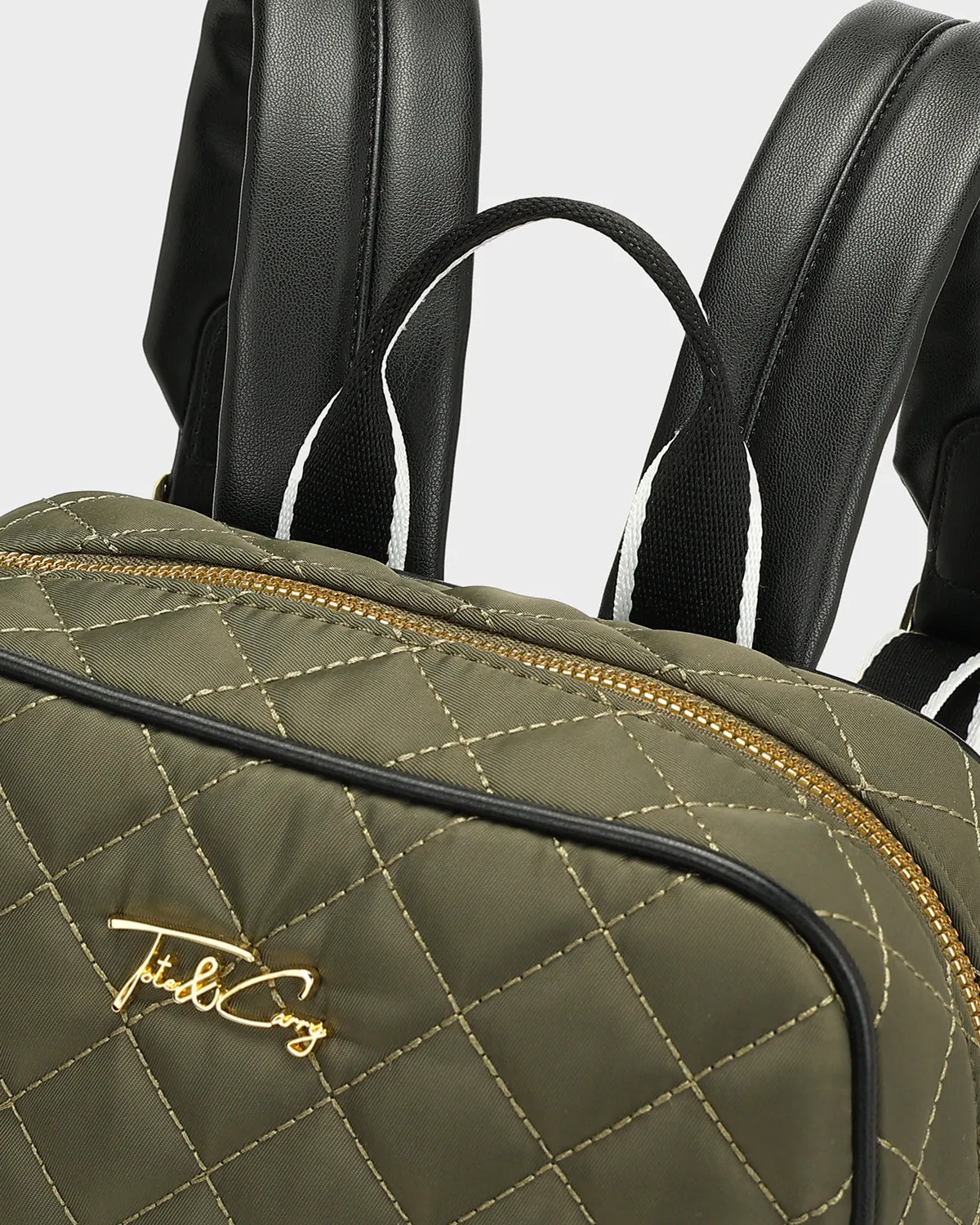 Diamond Stitch Backpack in Olive Green