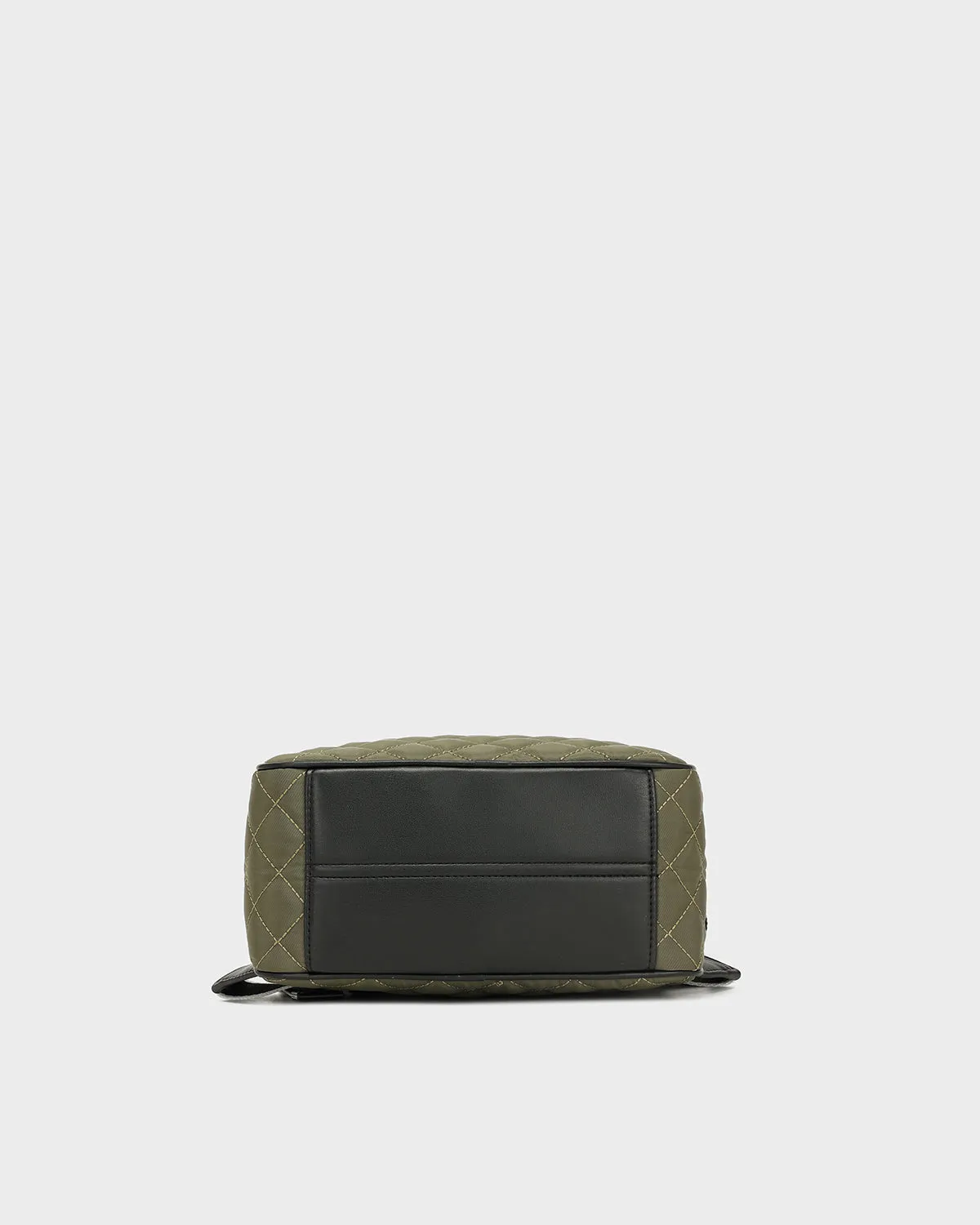 Diamond Stitch Backpack in Olive Green