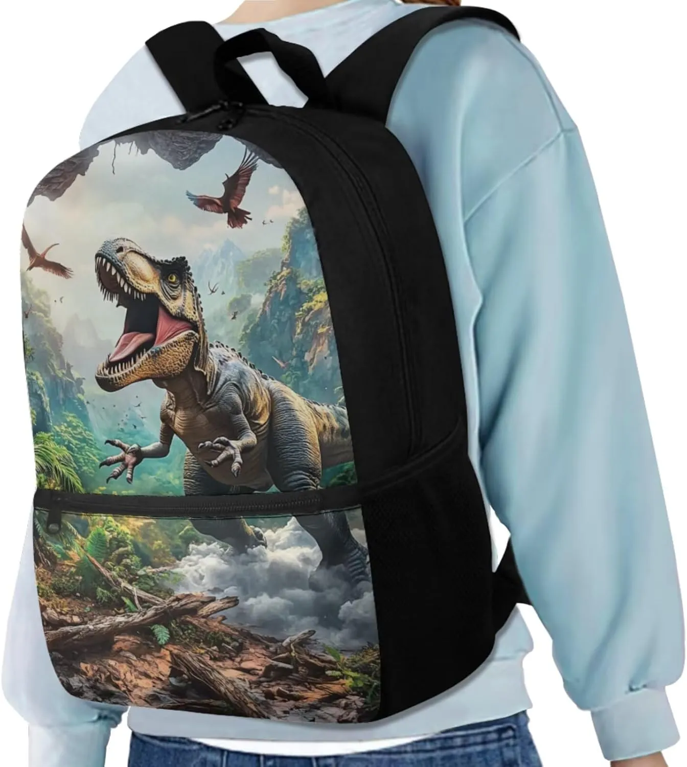 Dolyues Dinosaur Boys Backpacks Ages 4-6 with Lunch Box Cool Backpack for Boys Waterproof Boys Bookbag with Pencil Case and Water Bottle 4pcs for College Middle School Boys Travel