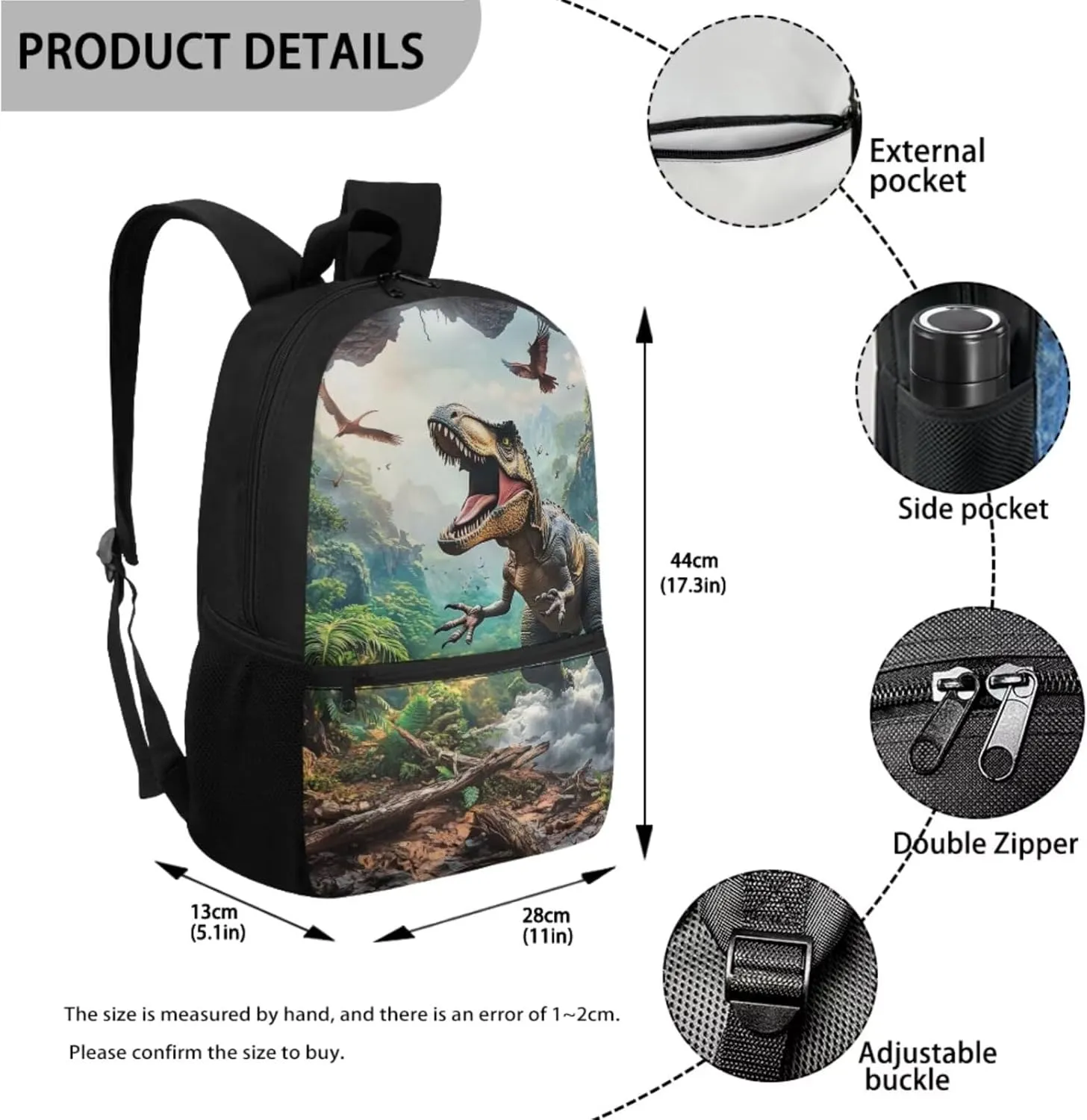 Dolyues Dinosaur Boys Backpacks Ages 4-6 with Lunch Box Cool Backpack for Boys Waterproof Boys Bookbag with Pencil Case and Water Bottle 4pcs for College Middle School Boys Travel