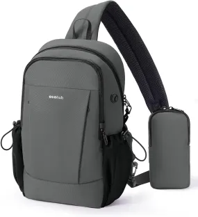 ECOHUB Crossbody Bags for Women Men, Anti-Theft RFID Blocking Sling Backpack with Sturdy SBS Zippers Water Resistant Chest Shoulder Bag Daypack with 9 Pockets Travel Hiking, Grey