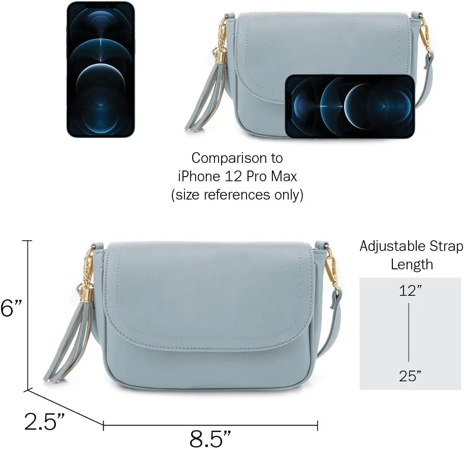 EVVE Small Crossbody Bags for Women Trendy Flap Saddle Purses with Tassel Vegan leather Shoulder bag
