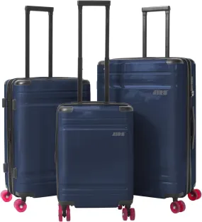 Expandable Hardsided Luggage with Red Ultra Silent 360 Spinner Wheels, Premium Interior, Protective Corner Guards (Chic Navy, 3 Piece Set)