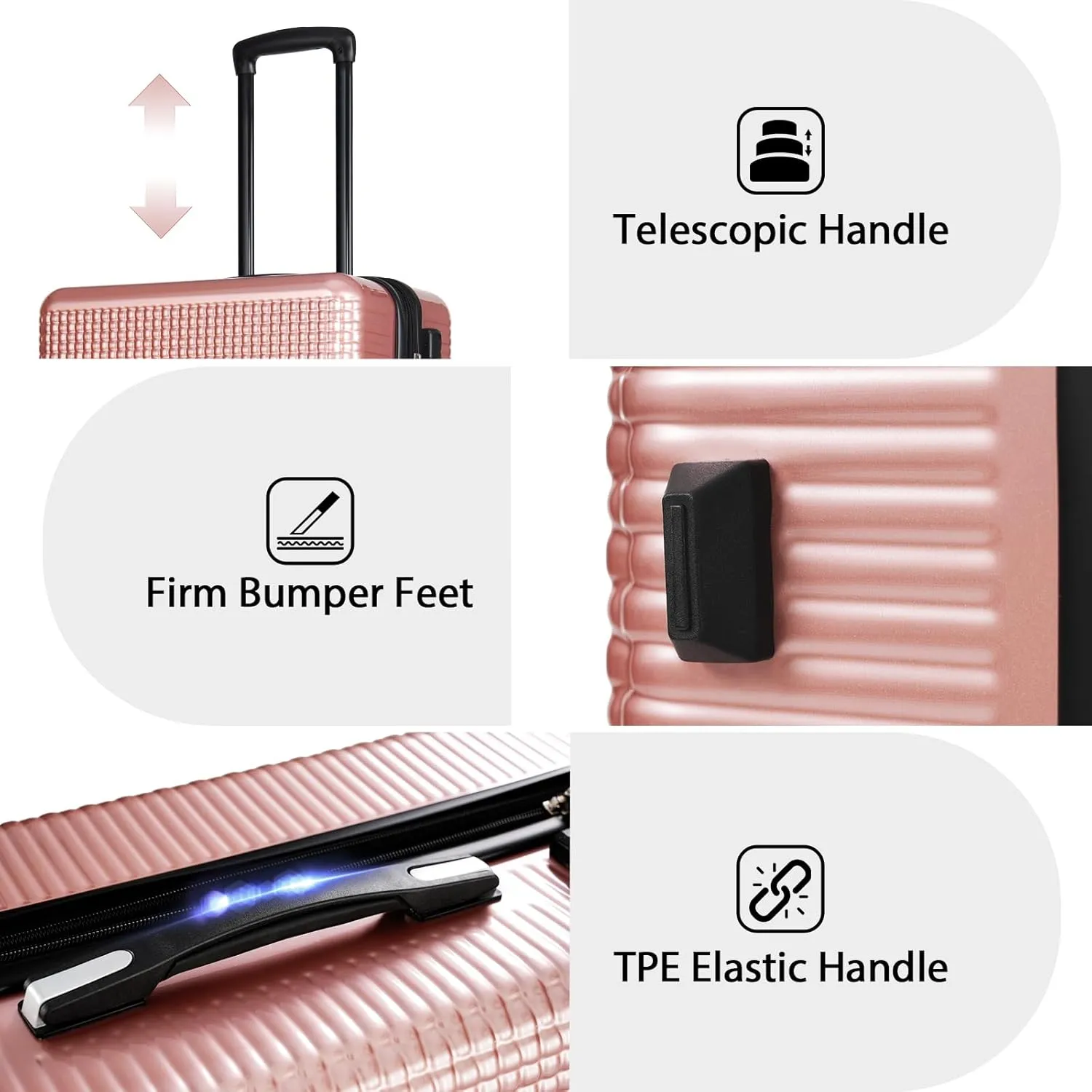 Expandable Luggage Set 3 Piece Hardside Luggage with Spinner Luggage 360 Wheels Lightweight Travel Suitcases with TSA-Approved Carry-on 20/24/28(Pink) US STOCK