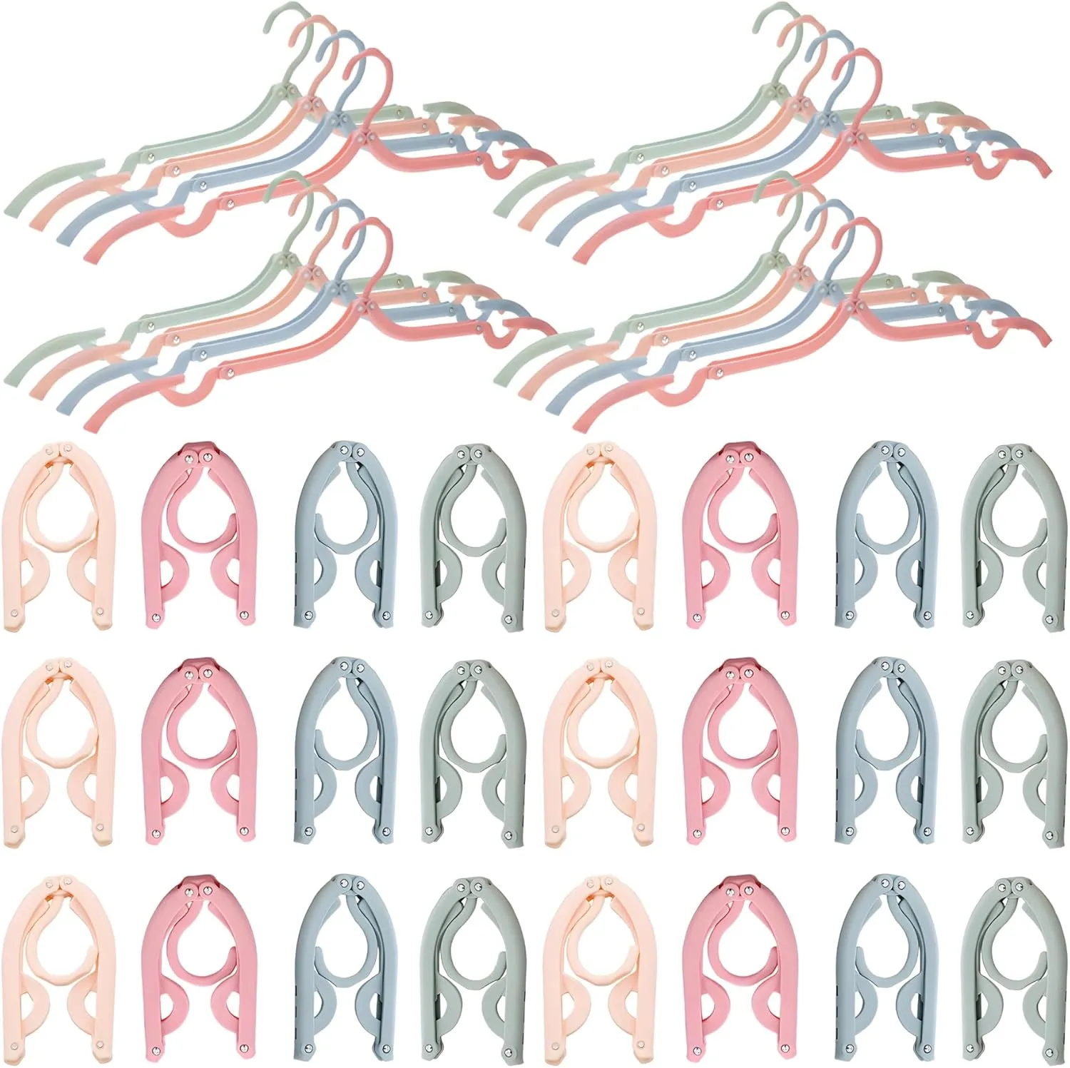 Foldable Hangers, Travel Hangers Foldable Lightweight for Suitcase, Compact Plastic Design, Plastic Hanger for Trip, 40 Pcs Set