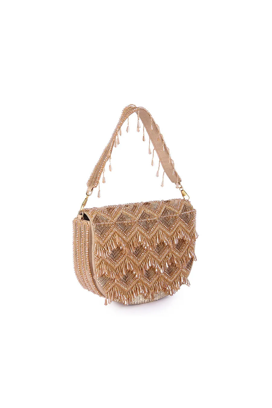 Gold Insiyaa Sequins Embroidered Clutch