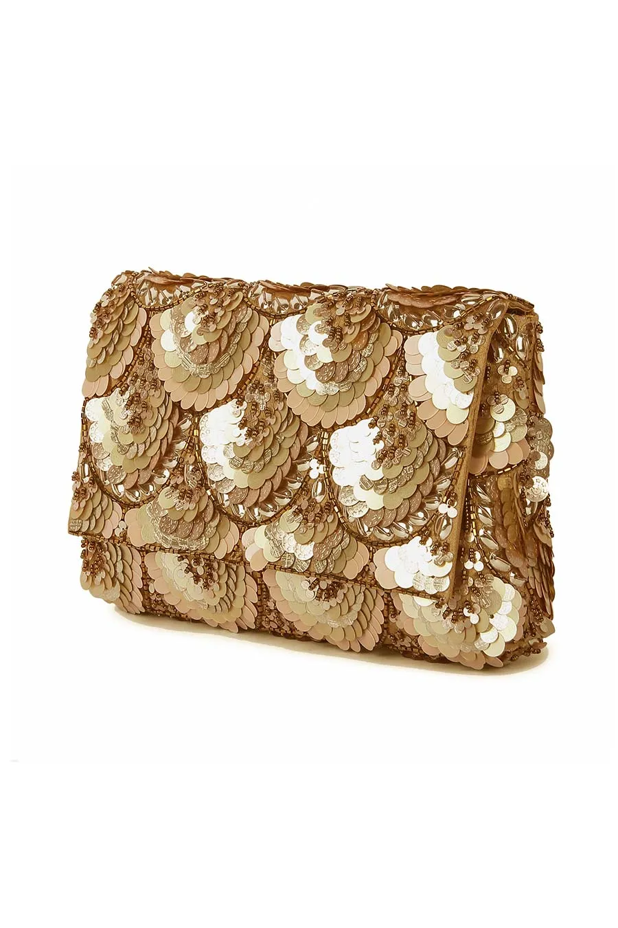 Gold Sparkle Sequins Embroidered Clutch