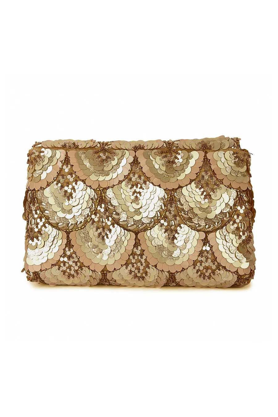 Gold Sparkle Sequins Embroidered Clutch