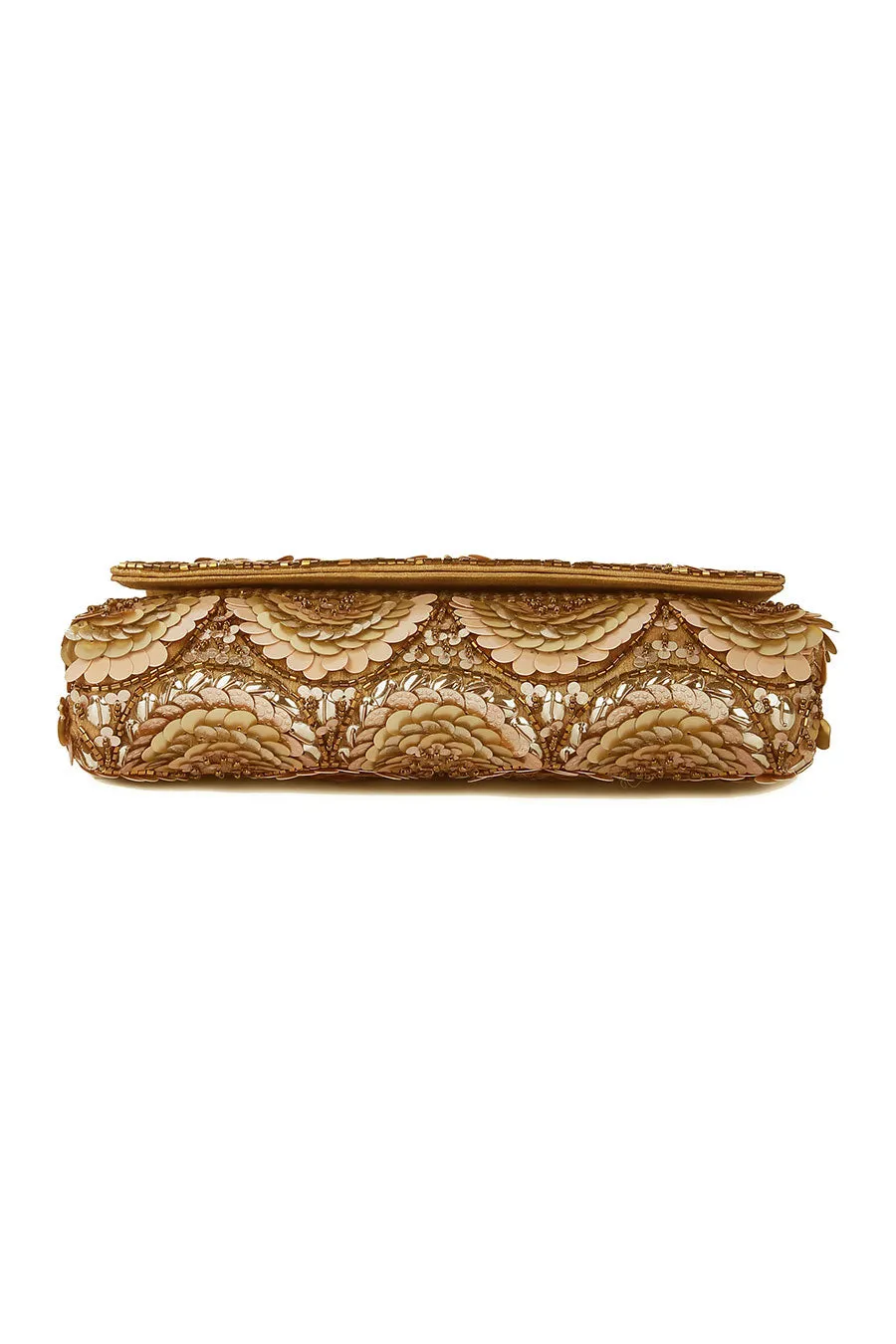 Gold Sparkle Sequins Embroidered Clutch