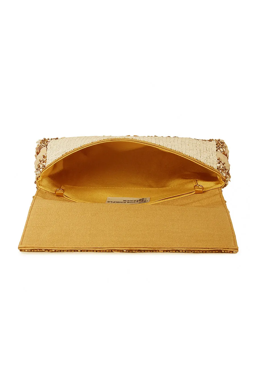 Gold Sparkle Sequins Embroidered Clutch