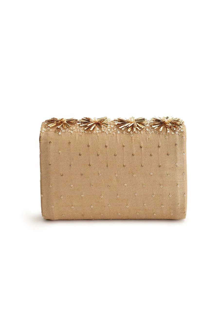 Gold Sparkles Hand-Embroidered Clutch