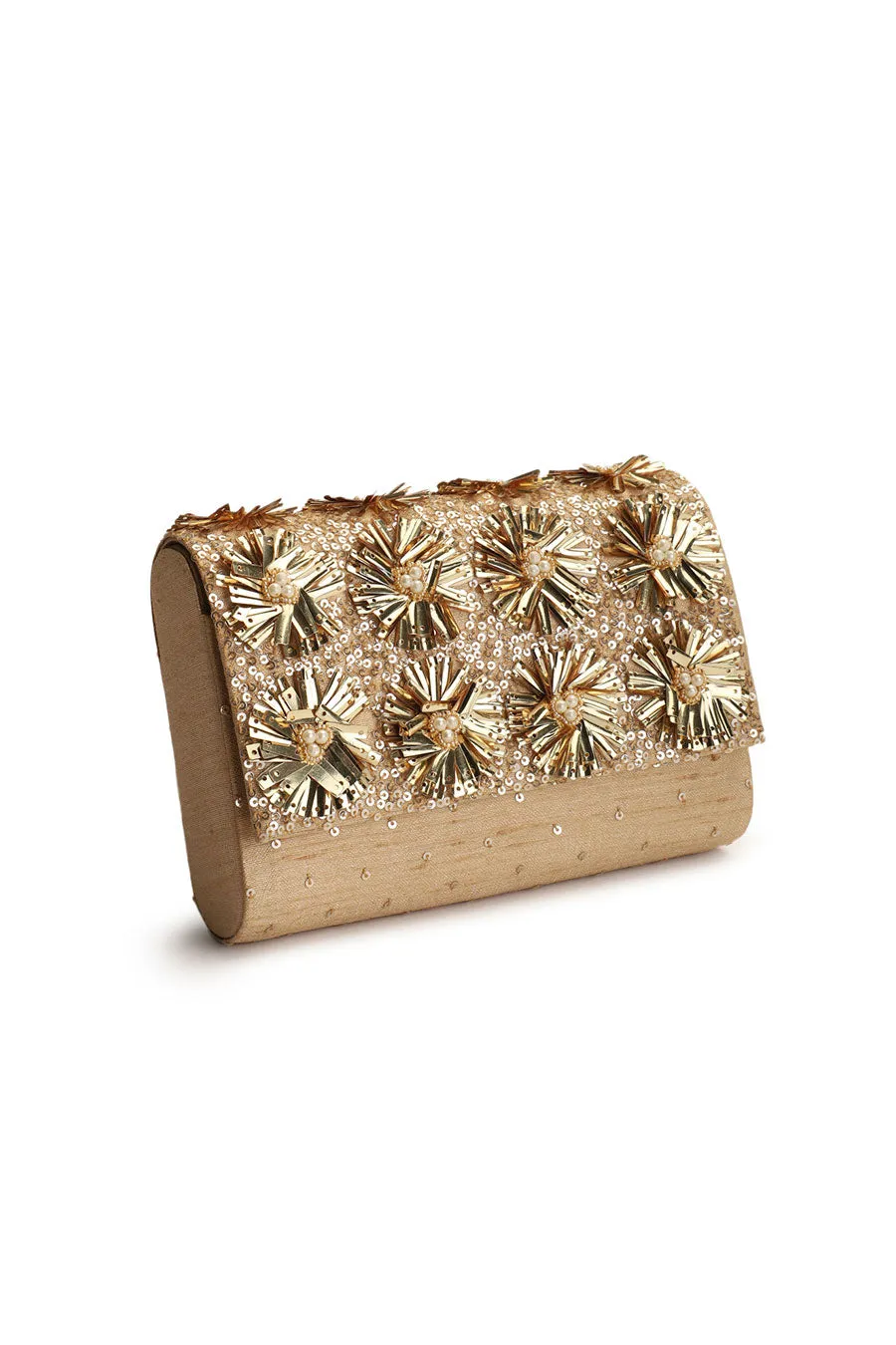 Gold Sparkles Hand-Embroidered Clutch