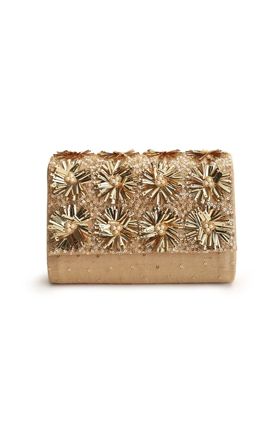 Gold Sparkles Hand-Embroidered Clutch