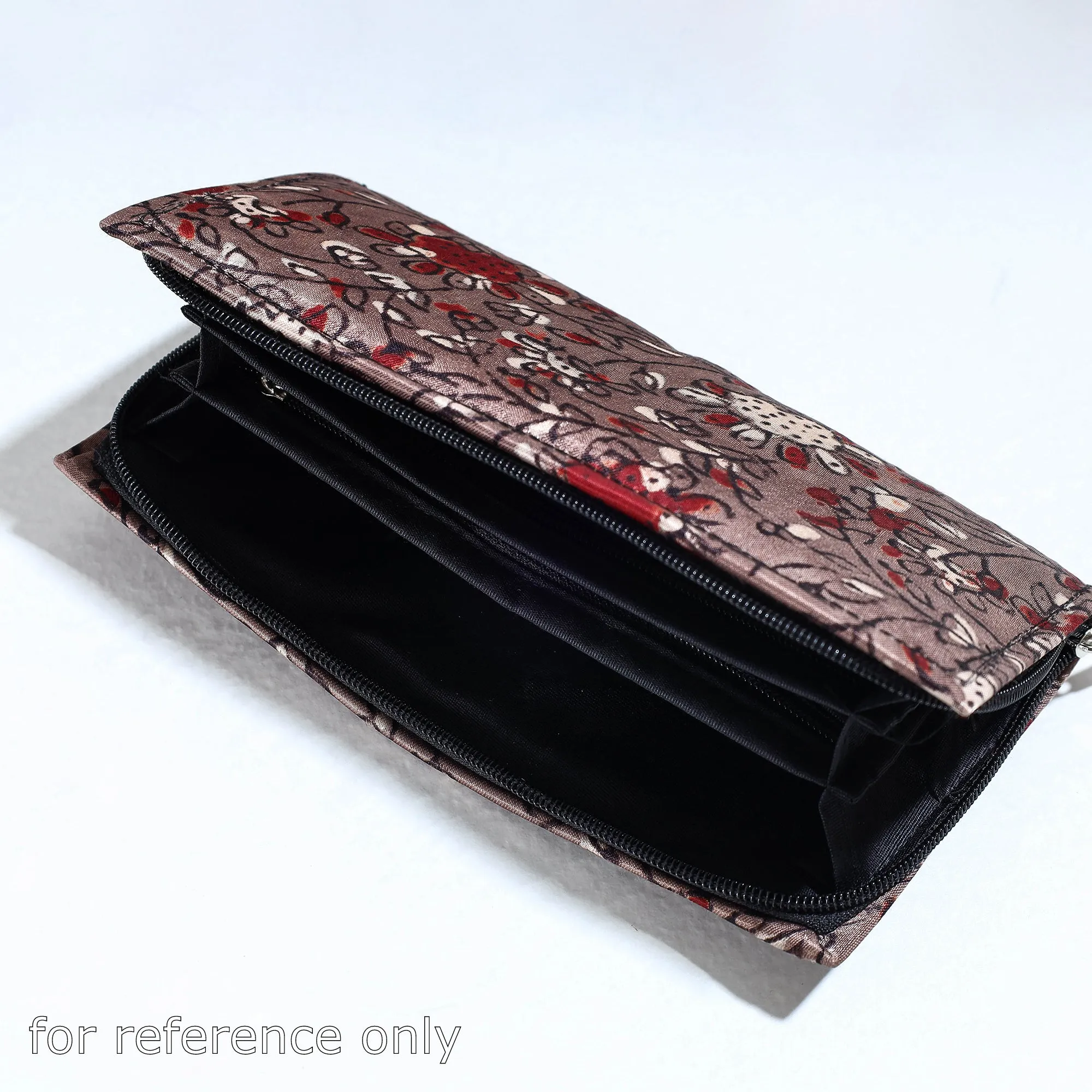 Grey - Handcrafted Ajrakh Mashru Silk Clutch / Wallet