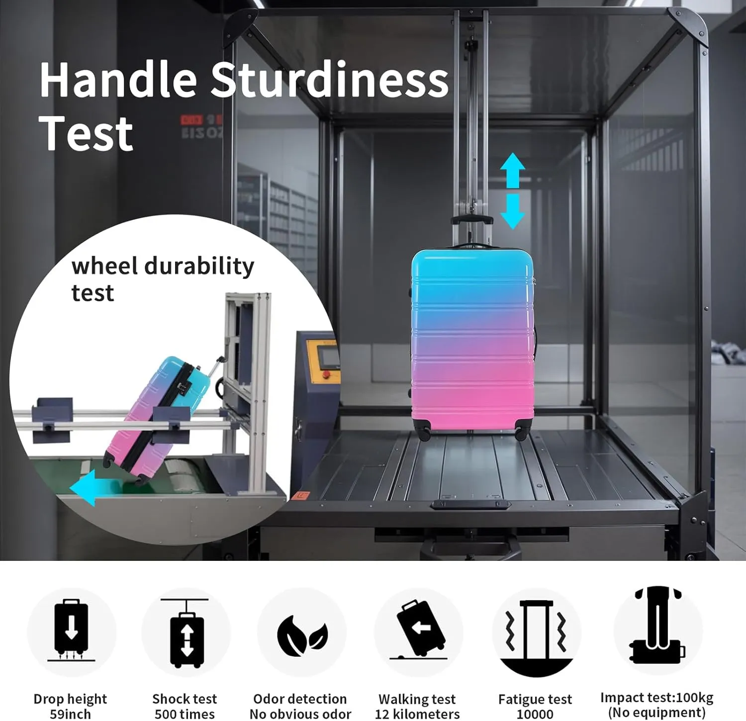 Hard Luggage Sets 3 Piece with Spinner Wheels, Gradient Color Luggage Sets with TSA Lock for Women Girls Teens, Expandable, Lightweight (20/24/28) (Blue Red)