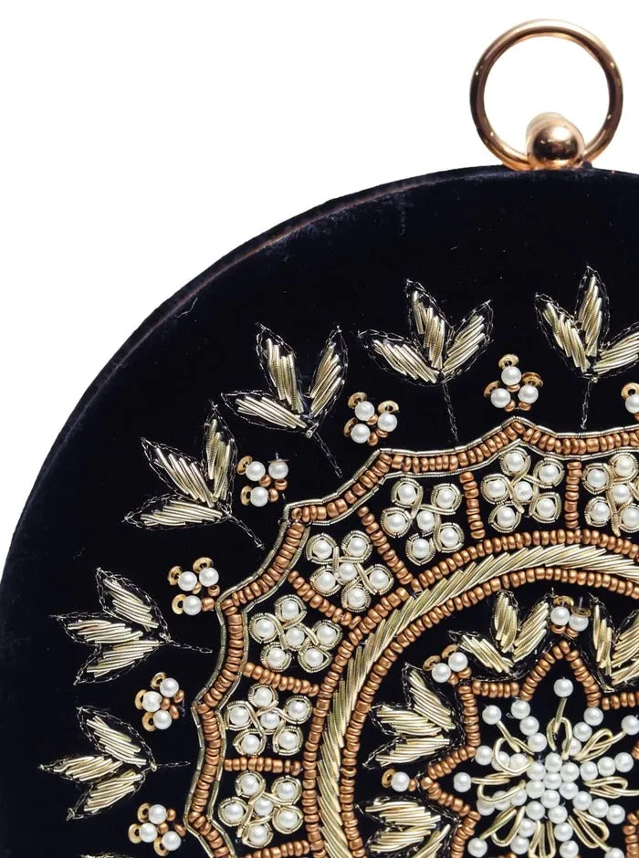 Ifrah Round Hand Embroidered Clutch