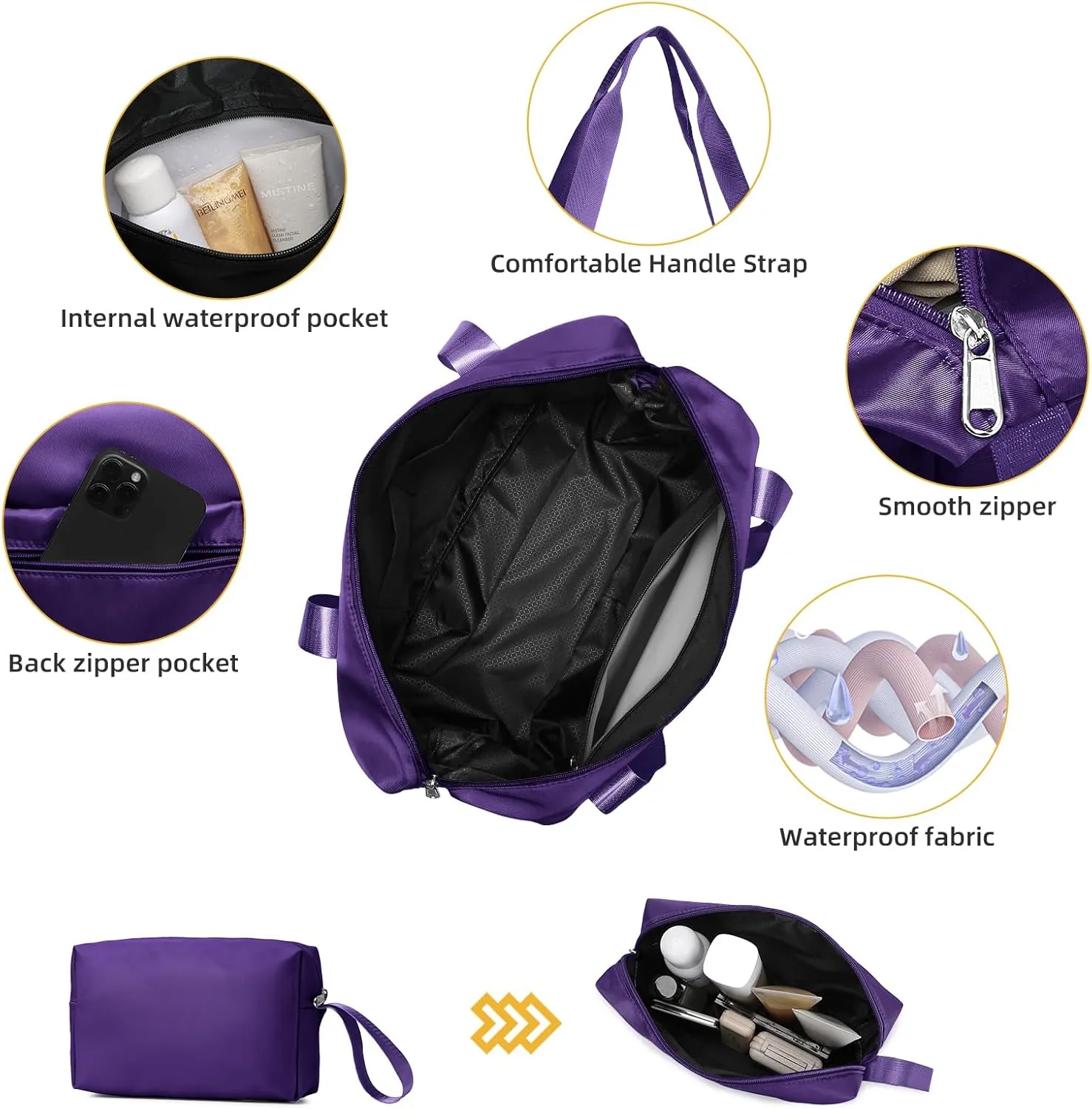 LARVENDER Luggage Sets 3 Piece with Duffel Bag Hardside PP Carry On Suitcase with 360 Spinner Wheels TSA Lock Luggage Sets for Women, Grape Purple