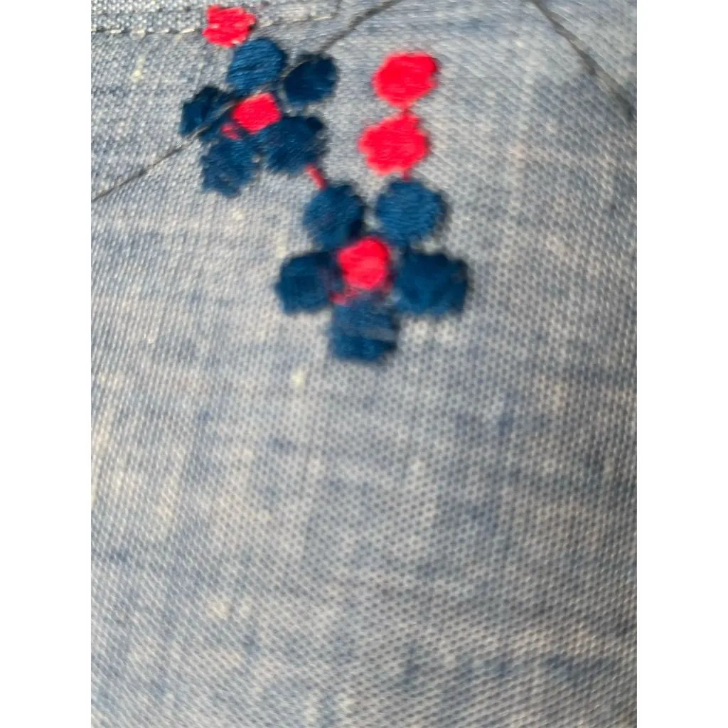 Lidia’s Bags Women's Denim Crossbody Bag Floral Embroidery Blue Casual