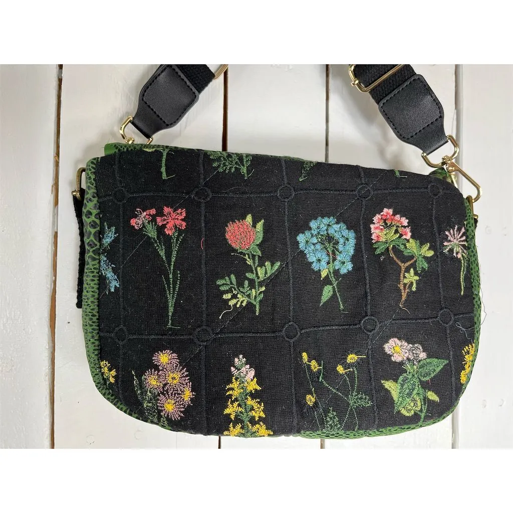 Lidia’s Bags Women's Floral Embroidered Crossbody Tote Black Large (C830-26)