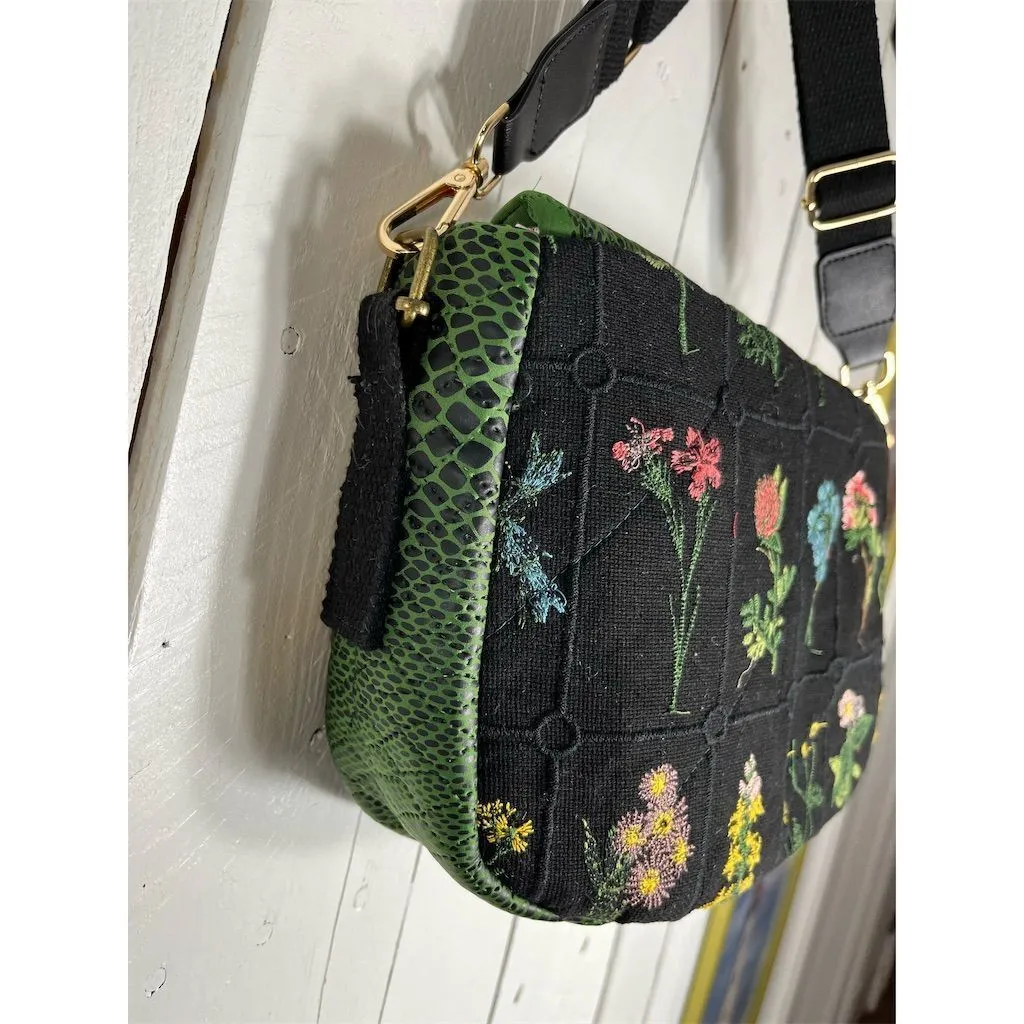 Lidia’s Bags Women's Floral Embroidered Crossbody Tote Black Large (C830-26)
