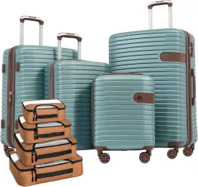 Luggage Sets 4 Piece, Expandable Hardside Carry on Suitcase Set with Spinner Wheels and TSA Lock, Lightweight ABS Rolling Luggage with Packing Cubes for Travel (Blue, 4-Piece Set (16/20/24/28))