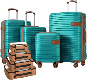Luggage Sets 4 Piece, Expandable Hardside Carry on Suitcase Set with Spinner Wheels and TSA Lock, Lightweight ABS Rolling Luggage with Packing Cubes for Travel (Green, 4-Piece Set (16/20/24/28))