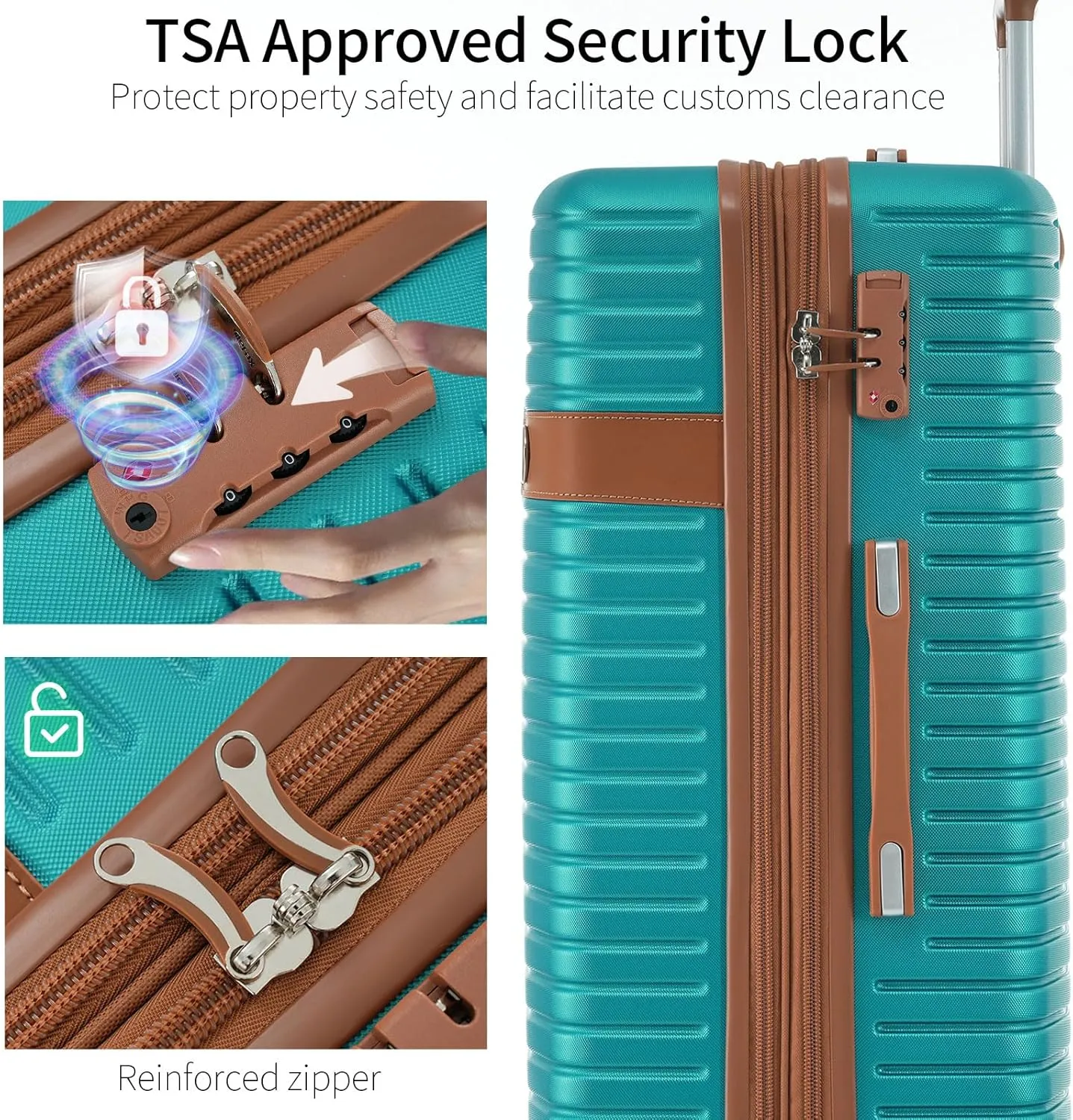Luggage Sets 4 Piece, Expandable Hardside Carry on Suitcase Set with Spinner Wheels and TSA Lock, Lightweight ABS Rolling Luggage with Packing Cubes for Travel (Green, 4-Piece Set (16/20/24/28))