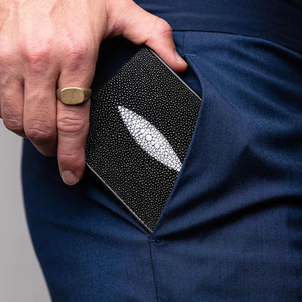 Marco Di Milano Men's Black & White Genuine Exotic Stingray Wallet (MDMW1000)