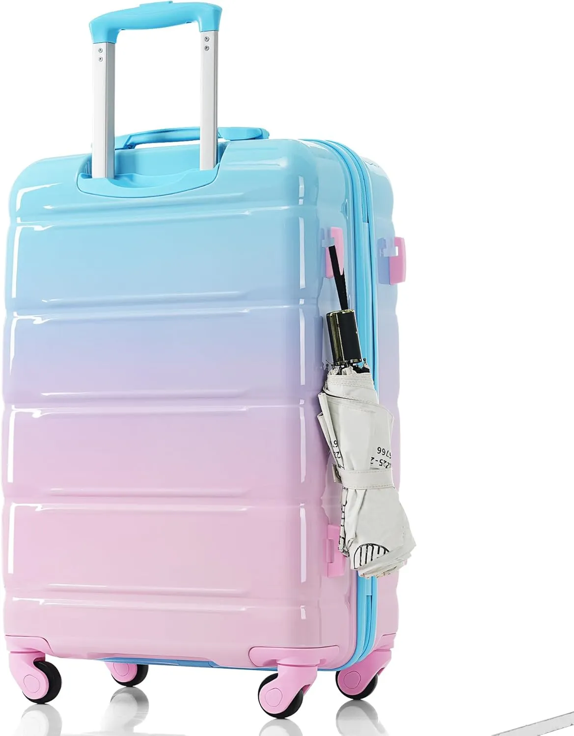 Merax Luggage Set of 3 with 20-inch Carry On USB Port Cup Holder ABS PC Hardshell Spinner Wheels TSA Approved Durable Expandable Suitcase for Travel Men Women (3, Pink Blue, 20"  24"  28")