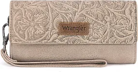 Montana West X Wrangler Western Wallets for Women Trifold Wristlet Wallets Large Capacity Women Clutch Wallet with Coin Purse