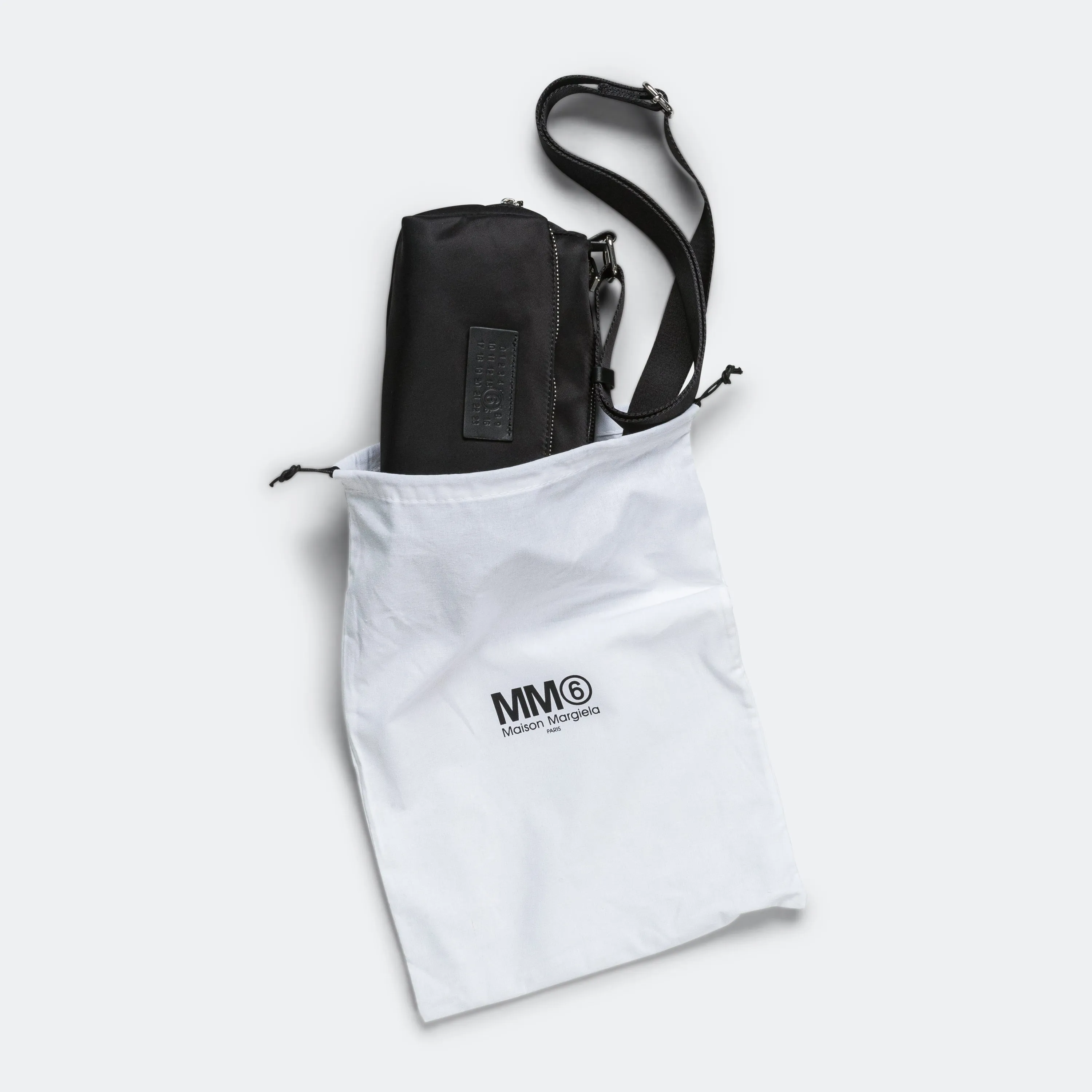 Nylon Pockets Crossbody Bag - Black