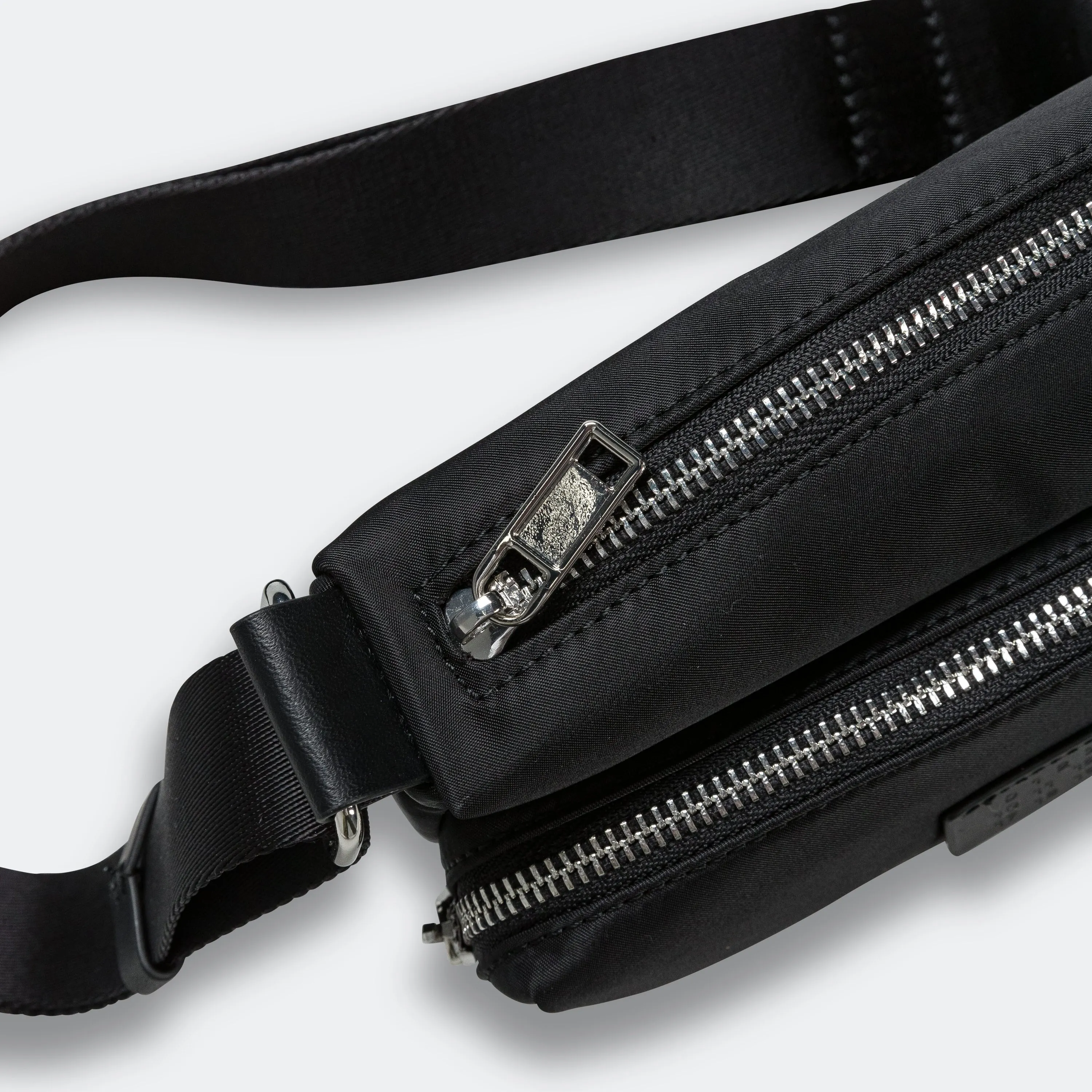 Nylon Pockets Crossbody Bag - Black