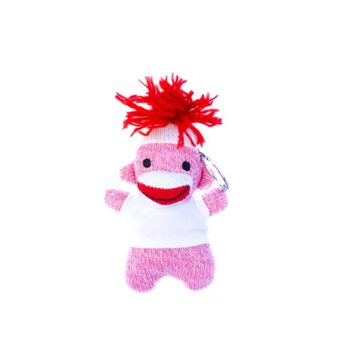 Pink Sock Monkey Keychain 4"