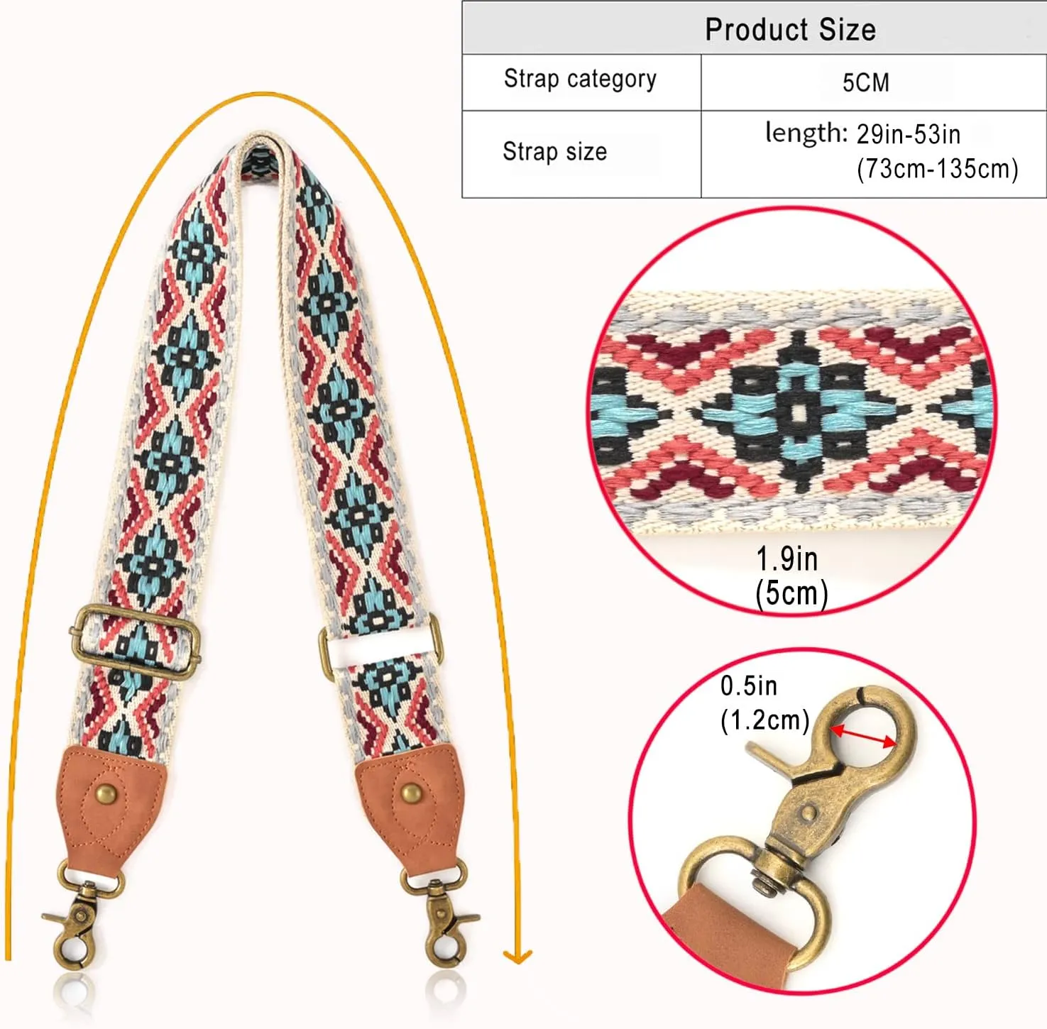 Purse Strap Replacement Crossbody Wide Shoulder Strap for Bags Purse Guitar Straps Bag Handbag Strap Adjustable